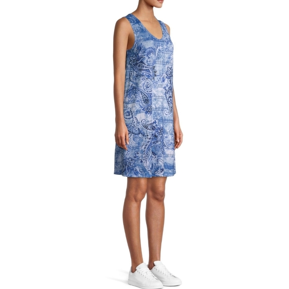 Time and Tru NWT Sleeveless Above the Knee Sublimation Dress Blue 629 - Picture 4 of 8